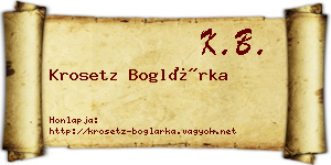 Krosetz Boglárka névjegykártya